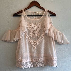 Blush Pink Cold-Shoulder Top